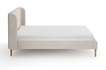 Nattlys sengeramme 160x200 cm eik med HVILA skummadrass og overmadrass i polyeterskum med vaskbart trekk - Beige - Møbler - Senger - Sengeramme & sengestamme
