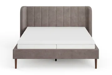 Nattlys sengeramme 160x200 cm valnøtt med HVILA pocketfjærmadrass og overmadrass i memoryskum med vaskbart trekk - Brun - Møbler - Senger - Sengeramme & sengestamme