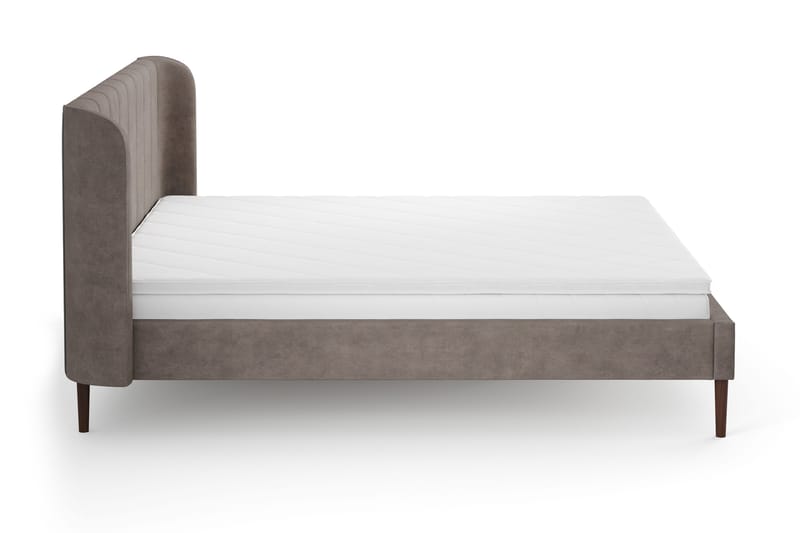 Nattlys sengeramme 180x200 cm valnøtt med HVILA skummadrass og overmadrass vendbar sommer- og vinterside med vaskbart trekk - Brun - Møbler - Senger - Sengeramme & sengestamme