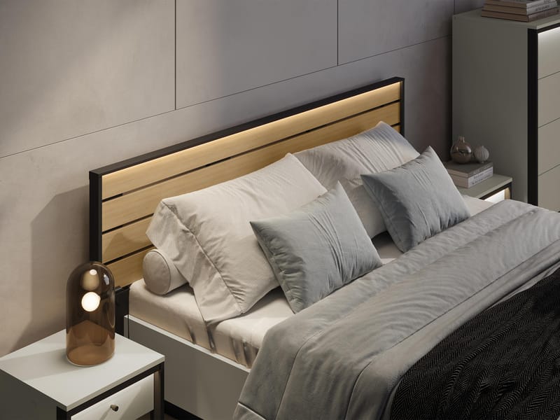 Navron Sengeramme 160x200 cm - Beige/Svart - Møbler - Senger - Sengeramme & sengestamme