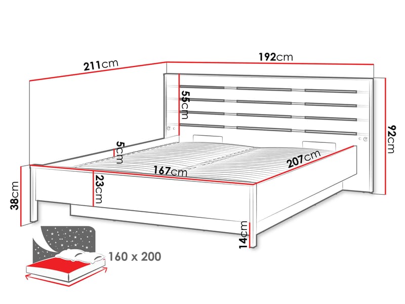 Navron Sengeramme 160x200 cm - Beige/Svart - Møbler - Senger - Sengeramme & sengestamme
