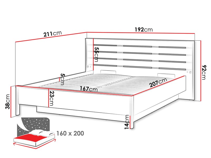 Navron Sengeramme 160x200 cm - Beige/Svart - Møbler - Senger - Sengeramme & sengestamme