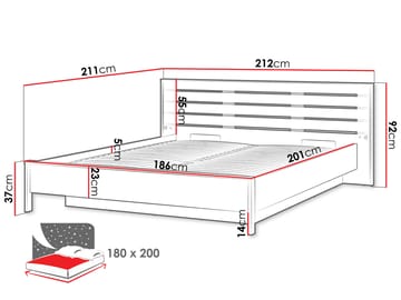 Navron Sengeramme 180x200 cm - Beige/Svart - Møbler - Senger - Sengeramme & sengestamme