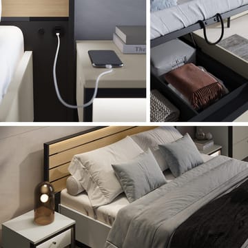 Navron Sengeramme 180x200 cm - Beige/Svart - Møbler - Senger - Sengeramme & sengestamme