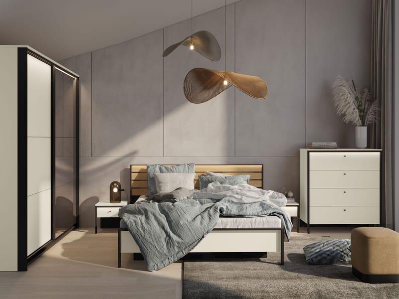 Navron Soveromsmøbelsett - Beige/Svart - Møbler - Senger - Møbelsett til soverom