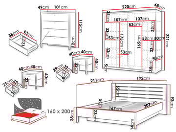 Navron Soveromsmøbelsett - Beige/Svart - Møbler - Senger - Møbelsett til soverom