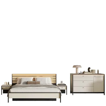 Navron Soveromsmøbelsett - Beige/Svart - Møbler - Senger - Møbelsett til soverom