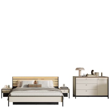 Navron Soveromsmøbelsett - Beige/Svart - Møbler - Senger - Møbelsett til soverom