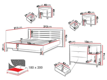 Navron Soveromsmøbelsett - Beige/Svart - Møbler - Senger - Møbelsett til soverom