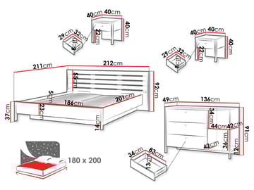 Navron Soveromsmøbelsett - Beige/Svart - Møbler - Senger - Møbelsett til soverom