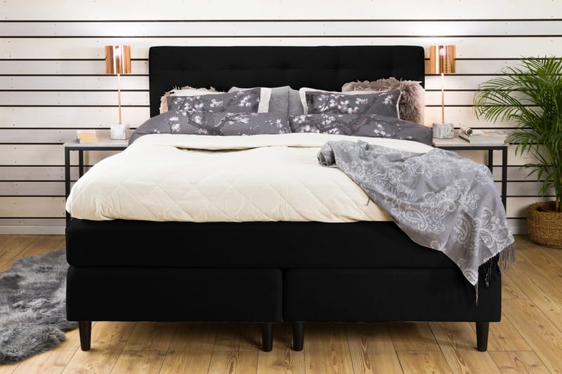Nice Deluxe Komplett Sengepakke 160x200 - Svart - Møbler - Senger - Kontinentalsenger