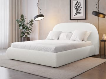 Norian Sengeramme 160x200 cm i Stoff med Metallstativ med Fasthetsgrad - - Hvit - Møbler - Senger - Senger med oppbevaring