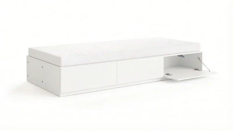 Norrvik sengeramme 90x200 cm med oppbevaring inkludert madrass, Hvit