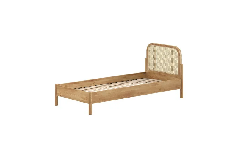 Oliv Sengeramme med Sengegavl 90x200 cm i Tre med Eikeutseende, Brun