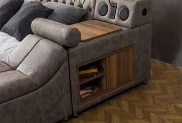 Olyvan sengepakke med benk og oppbevaring 250x290 cm kunstlær - Brun - Møbler - Senger - Sengeramme & sengestamme