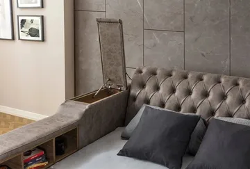 Olyvan sengepakke med benk og oppbevaring 250x290 cm kunstlær - Brun - Møbler - Senger - Sengeramme & sengestamme