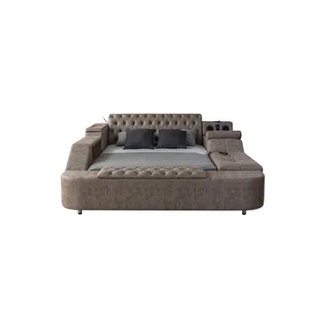 Olyvan sengepakke med benk og oppbevaring 250x290 cm kunstlær - Brun - Møbler - Senger - Sengeramme & sengestamme