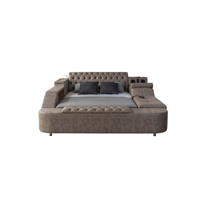 Olyvan sengepakke med benk og oppbevaring 250x290 cm kunstlær - Brun - Møbler - Senger - Sengeramme & sengestamme