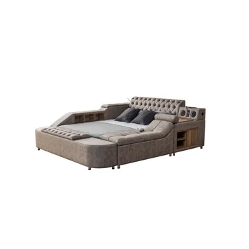 Olyvan sengepakke med benk og oppbevaring 250x290 cm kunstlær - Brun - Møbler - Senger - Sengeramme & sengestamme