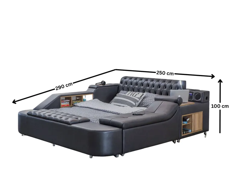 Olyvan sengepakke med benk og oppbevaring 250x290 cm kunstlær - Svart - Møbler - Senger - Sengeramme & sengestamme