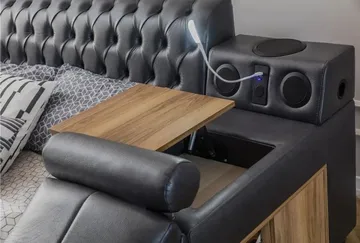 Olyvan sengepakke med benk og oppbevaring 250x290 cm kunstlær - Svart - Møbler - Senger - Sengeramme & sengestamme