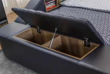 Olyvan sengepakke med benk og oppbevaring 250x290 cm kunstlær - Svart - Møbler - Senger - Sengeramme & sengestamme