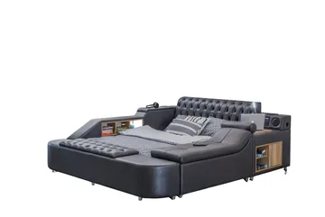 Olyvan sengepakke med benk og oppbevaring 250x290 cm kunstlær - Svart - Møbler - Senger - Sengeramme & sengestamme