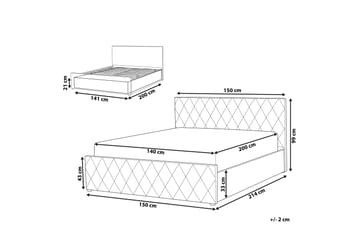 Oppbevaringsseng Cabariot 140x200 cm - Fløyel/Grå - Møbler - Senger - Senger med oppbevaring