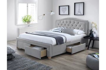 Oppbevaringsseng Gollara 140x200 cm - Grå/Tre/Natur - Møbler - Senger - Senger med oppbevaring