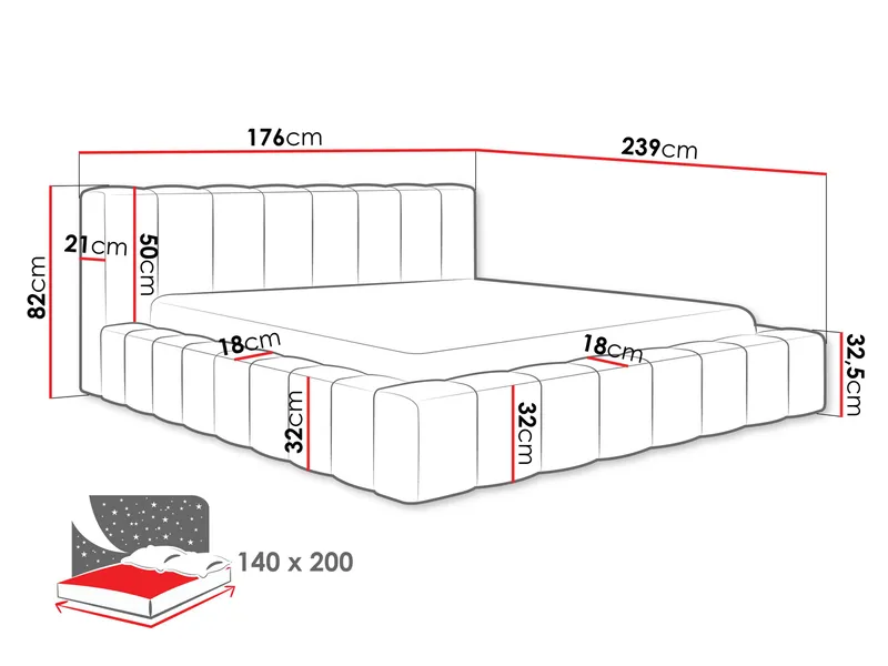 Orvinel Sengeramme 140x200 cm med Oppbevaring - Hvit - Møbler - Senger - Senger med oppbevaring