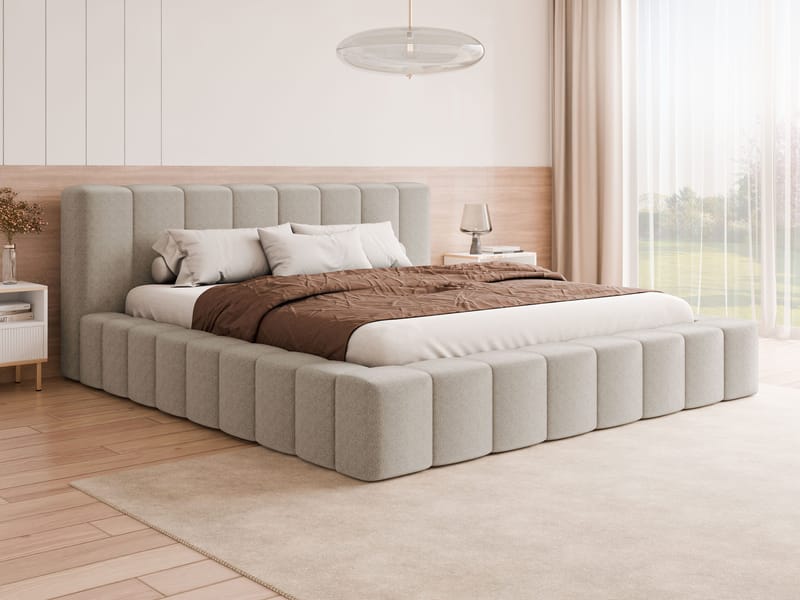 Orvinel Sengeramme 160x200 cm med Oppbevaring - Beige - Møbler - Senger - Senger med oppbevaring