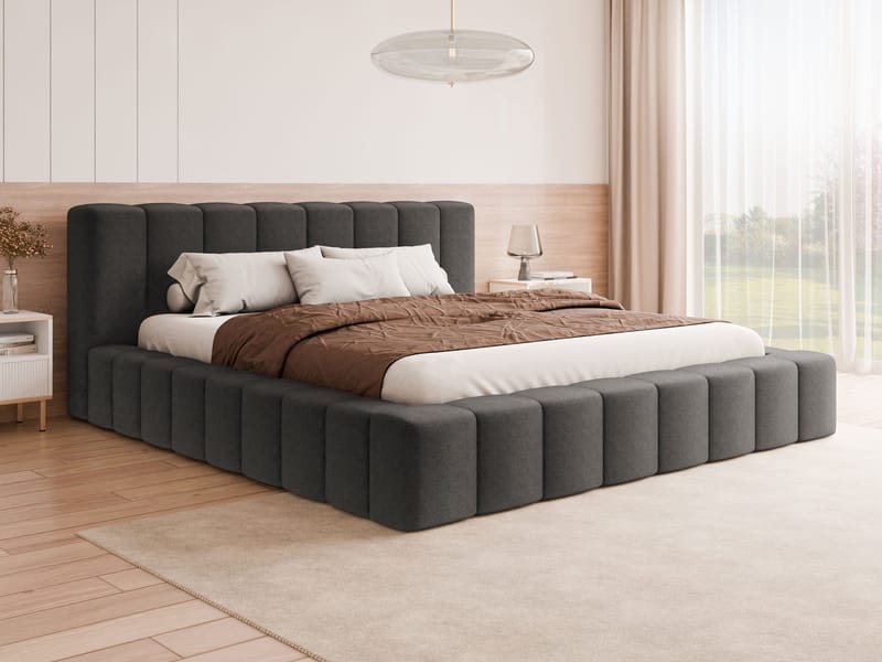 Orvinel Sengeramme 160x200 cm med Oppbevaring - Grå - Møbler - Senger - Senger med oppbevaring