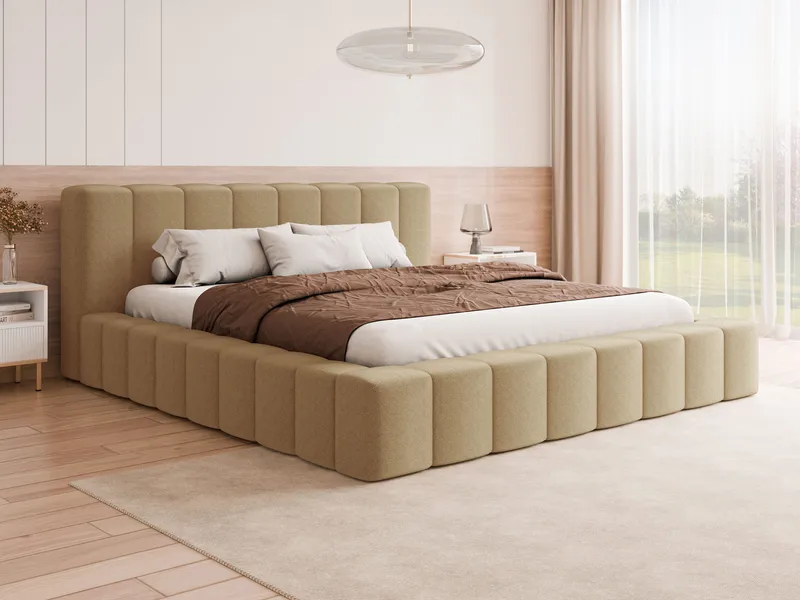 Orvinel Sengeramme 180x200 cm med Oppbevaring - Mørk beige - Møbler - Senger - Senger med oppbevaring