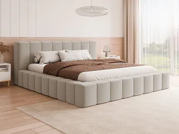 Orvinel Sengeramme 200x200 cm med Oppbevaring - Beige - Møbler - Senger - Senger med oppbevaring