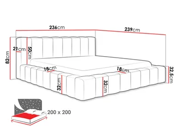 Orvinel Sengeramme 200x200 cm med Oppbevaring - Grå - Møbler - Senger - Senger med oppbevaring