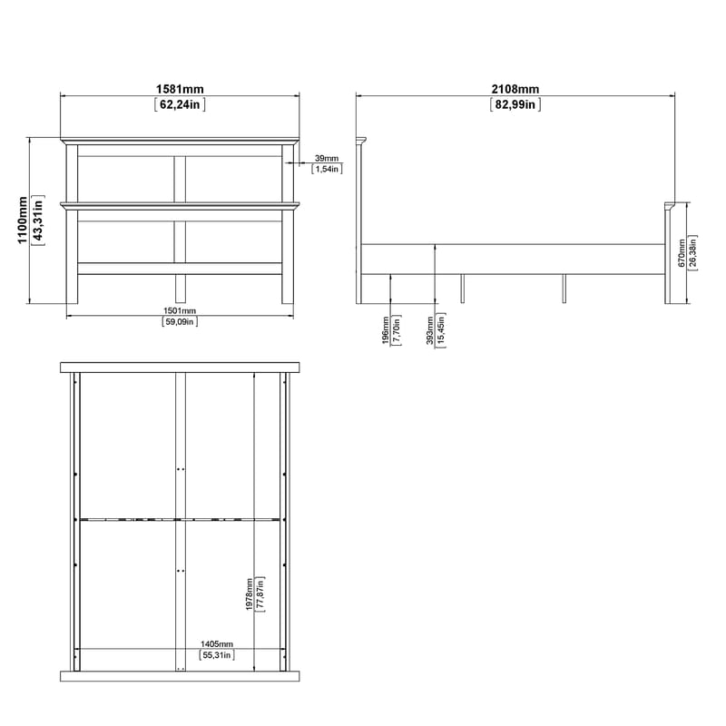 Paris Seng Paris 140x200 cm - Møbler - Senger - Sengeramme & sengestamme