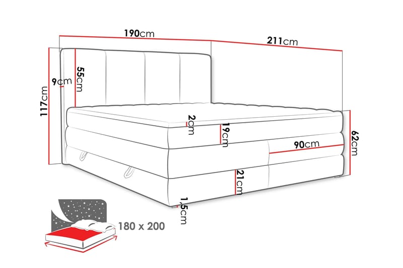 Pinta Oppbevaringsseng 180x200 cm - Brun - Møbler - Senger - Kontinentalsenger