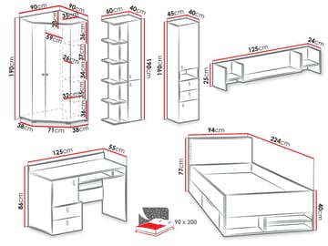 Planeta Møbelsett for Soverom - Møbler - Senger - Møbelsett til soverom