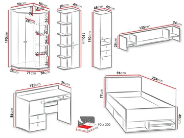 Planeta Møbelsett for Soverom - Møbler - Senger - Møbelsett til soverom