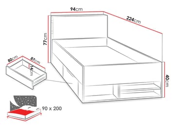Planeta Sengeramme 90x200 cm - Møbler - Senger - Senger med oppbevaring