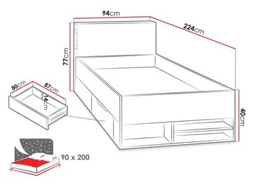 Planeta Sengeramme 90x200 cm - Møbler - Senger - Senger med oppbevaring