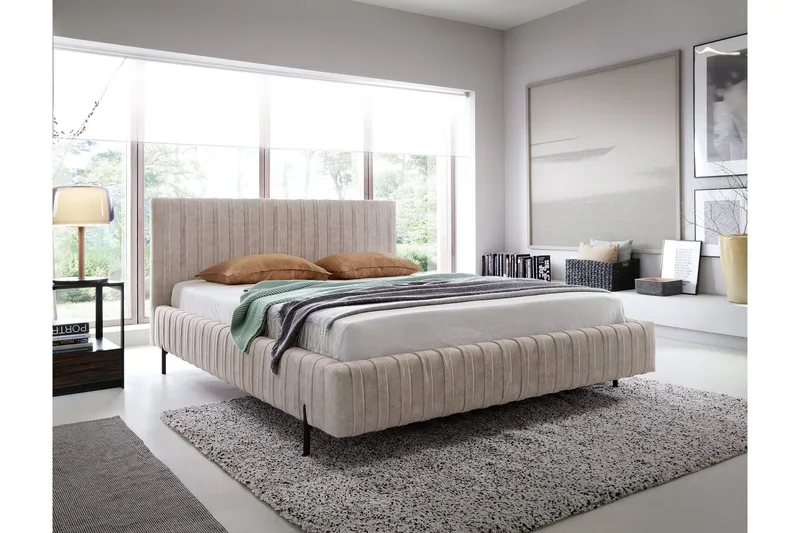 Plissa Sengramme 160x200 cm - Beige - Møbler - Senger - Senger med oppbevaring