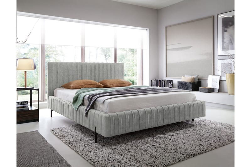 Plissa Sengramme 180x200 cm, Grå