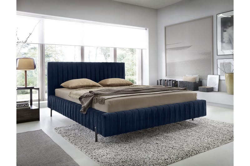 Plissa Sengramme 180x200 cm, Mørkeblå