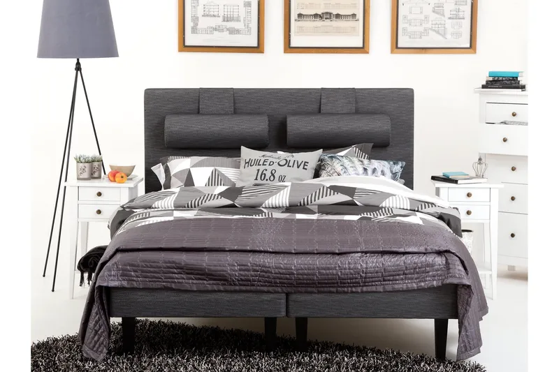 Prime Komplett Sengepakke 160x200 cm - Mørkegrå - Møbler - Senger - Dobbeltsenger