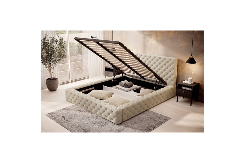 Princce Sengeramme 140x200 cm - Beige - Møbler - Senger - Senger med oppbevaring