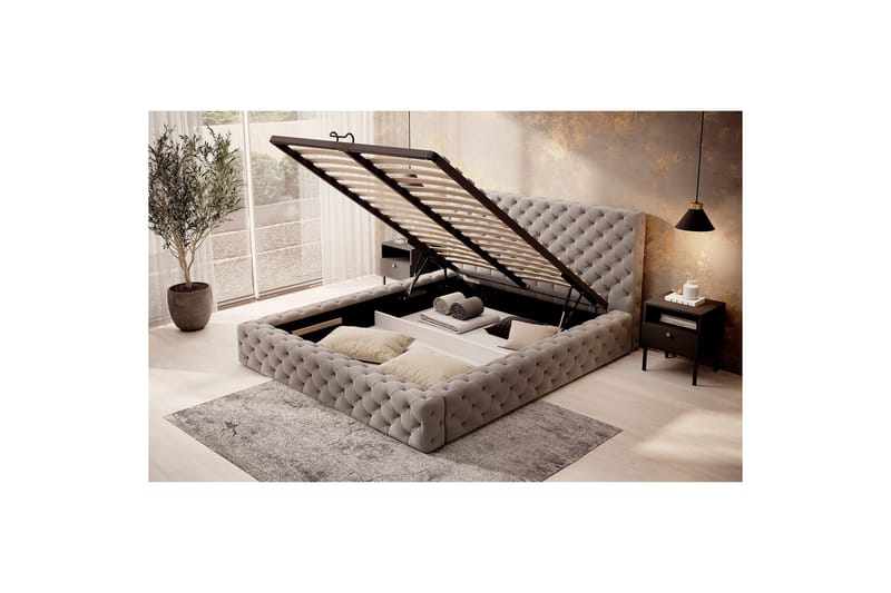 Princce Sengeramme 160x200 cm - Beige - Møbler - Senger - Senger med oppbevaring