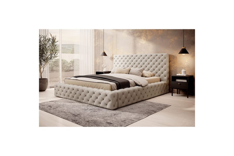 Princce Sengeramme 160x200 cm - Beige - Møbler - Senger - Senger med oppbevaring