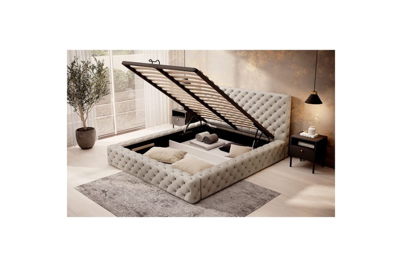 Princce Sengeramme 160x200 cm - Beige - Møbler - Senger - Senger med oppbevaring