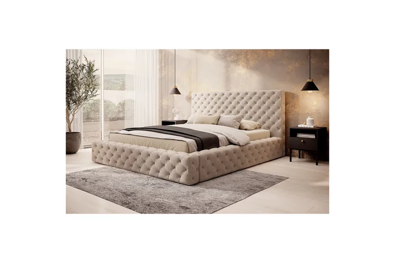 Princce Sengeramme 160x200 cm - Beige - Møbler - Senger - Senger med oppbevaring
